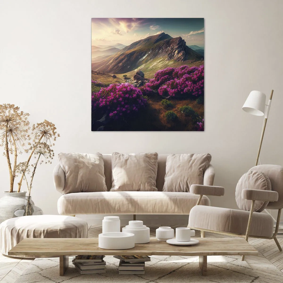 Lærredstryk - Billede på lærred - Sommer i bjergene - 40x40 cm