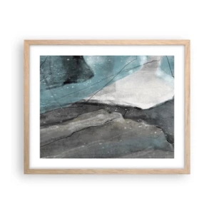 Plakat i ramme af lyst egetræ - Abstraktion: klipper og is - 50x40 cm