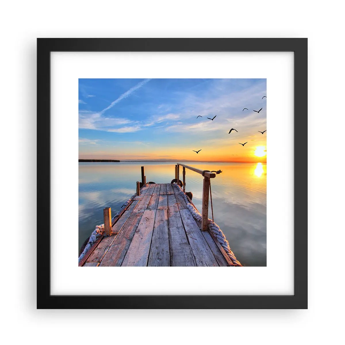 Plakat i sort ramme - Går fremad mod solen - 30x30 cm