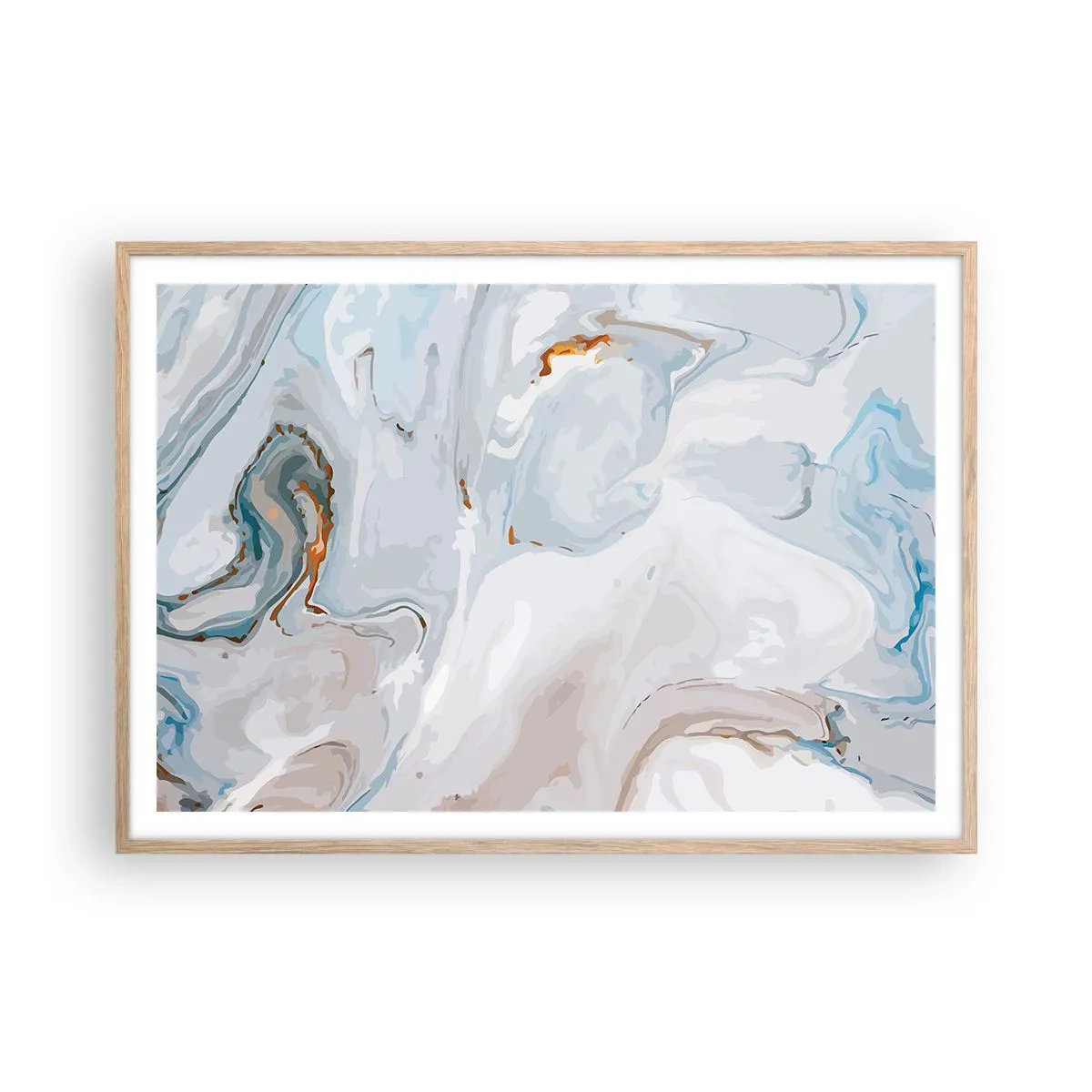 Plakat i ramme af lyst egetræ - Hvid opløftet - 100x70 cm