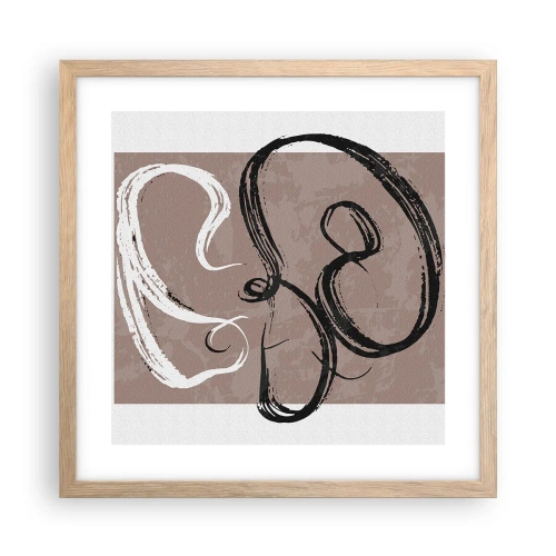 Plakat i ramme af lyst egetræ - Komposition - en søgen efter fuldstændighed - 40x40 cm