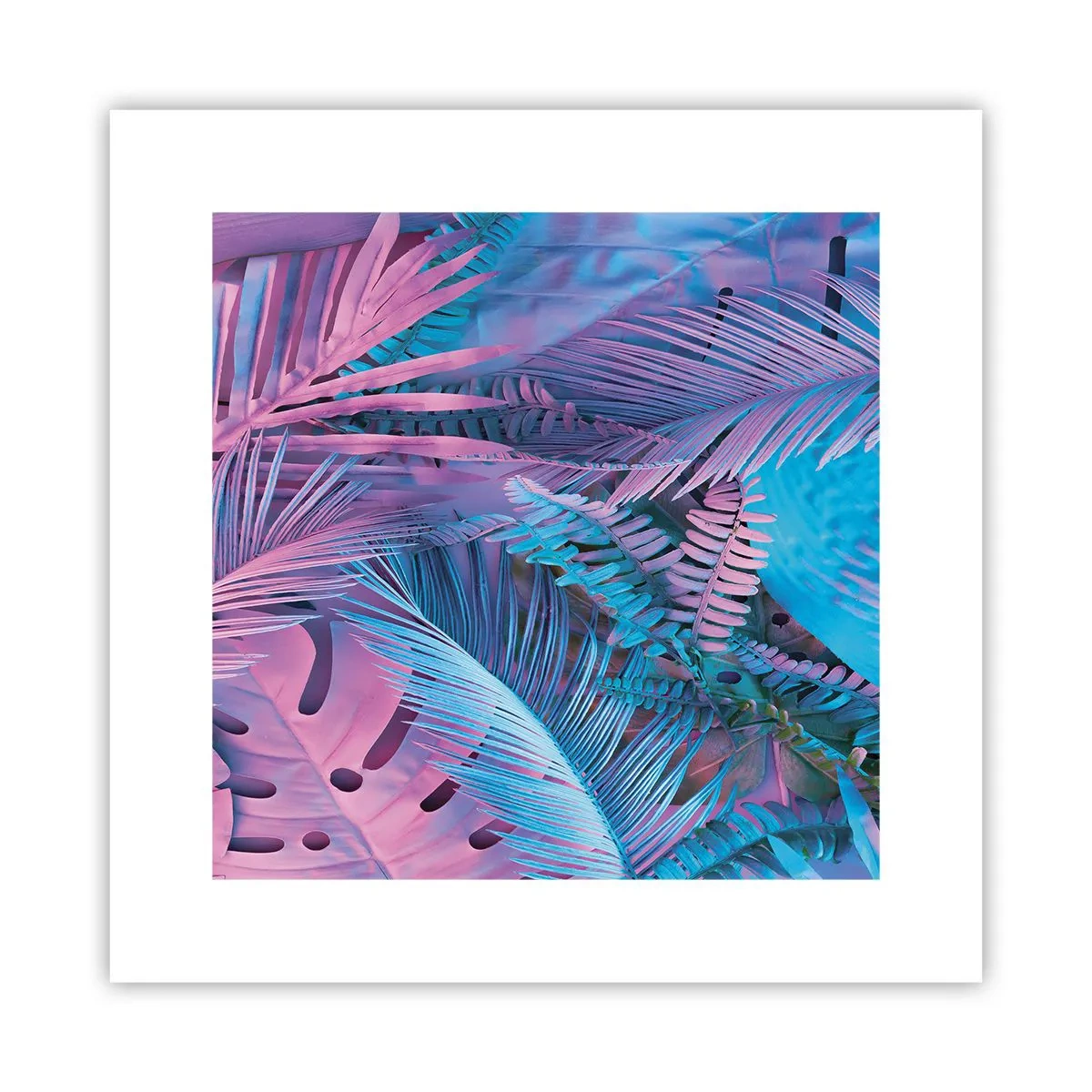 Plakat - Troperne i lyserød og blå - 30x30 cm