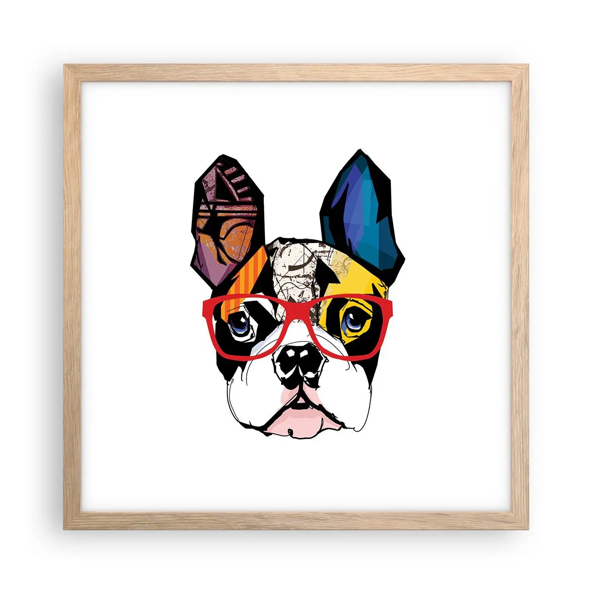 Plakat i ramme af lyst egetræ - Intellektuel - 40x40 cm