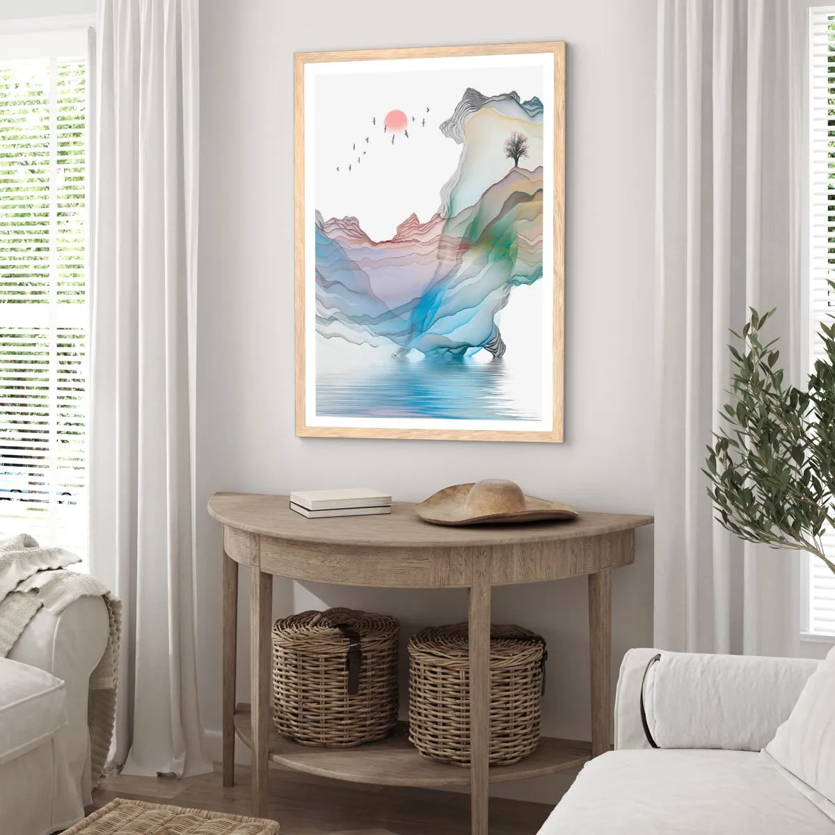 Plakat i ramme af lyst egetræ - Mod krystalbjergene - 70x100 cm