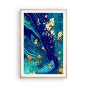 Plakat i ramme af lyst egetræ - Solblade  - 61x91 cm