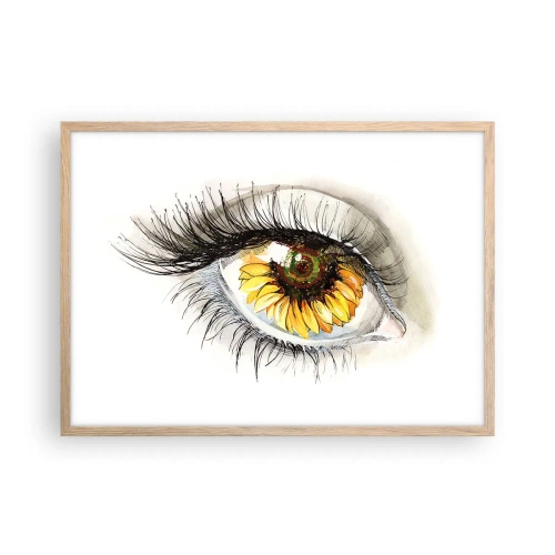 Plakat i ramme af lyst egetræ - Et look lige så varmt som sommeren - 70x50 cm