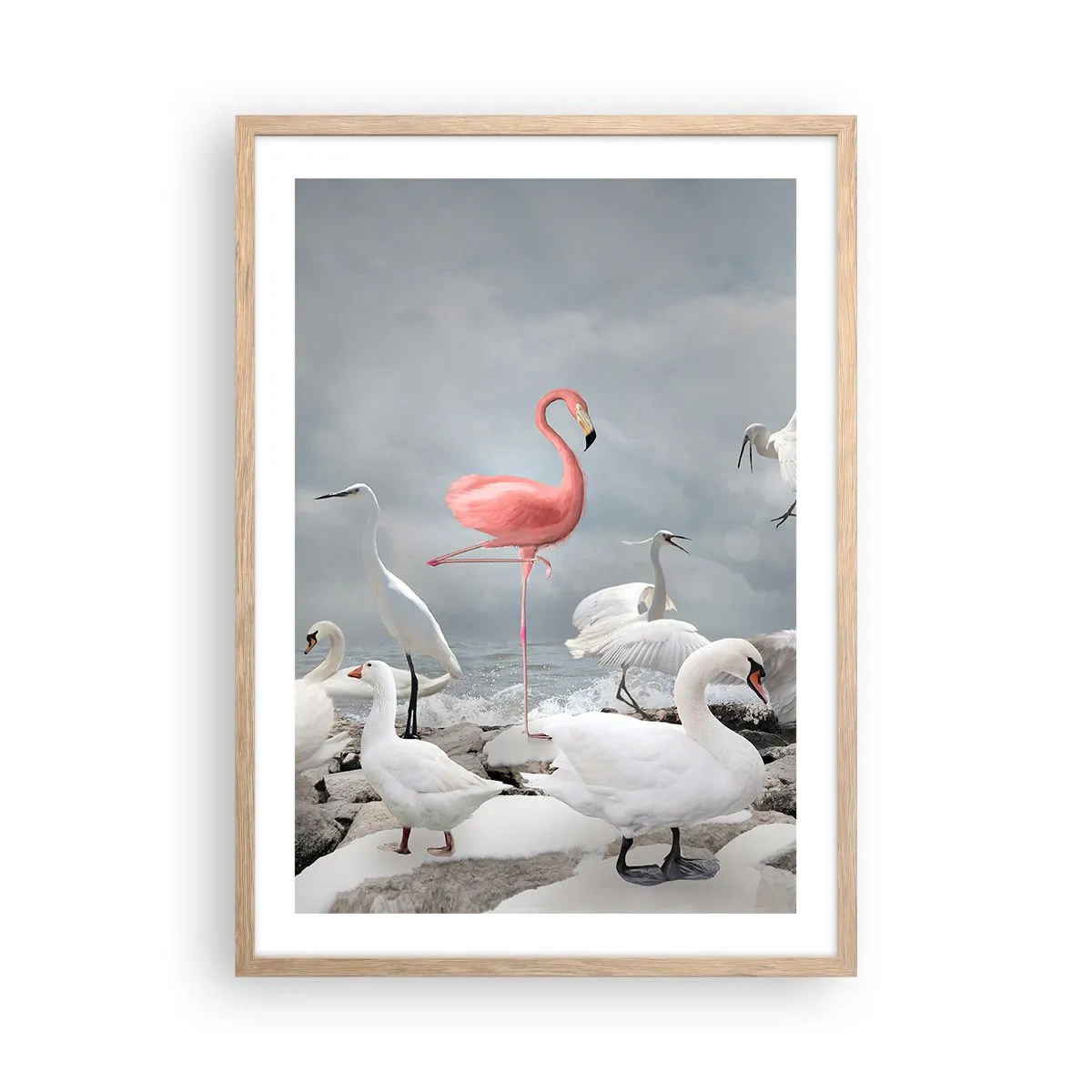 Plakat i ramme af lyst egetræ - Hvor kommer jeg fra? - 50x70 cm