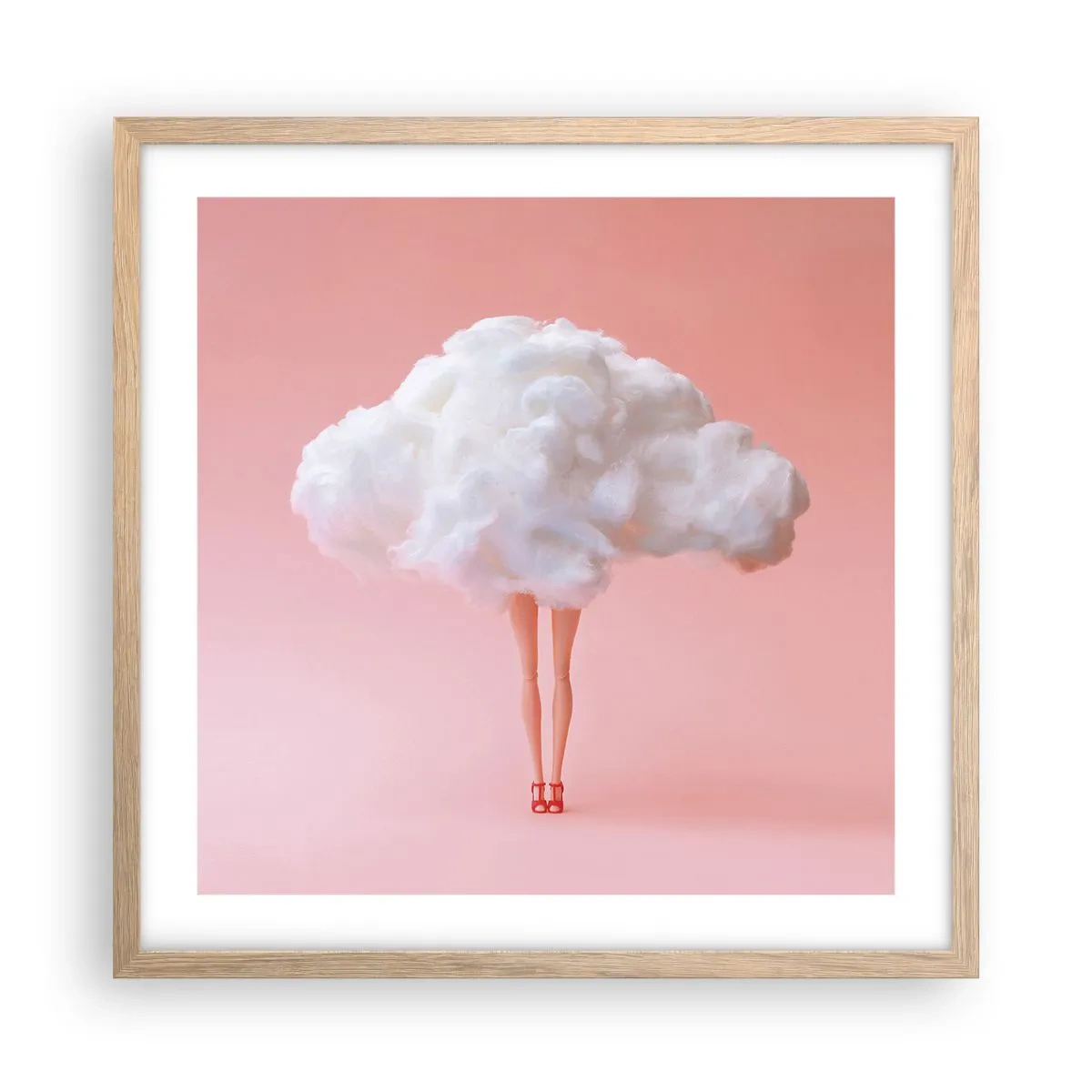 Plakat i ramme af lyst egetræ - Et sødt løfte - 50x50 cm