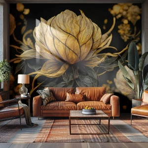 Fototapet Premium Canvas - Subtil skrøbelighed - Blomst, Art Deco, Glamour - 300x210 cm