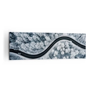 Lærredstryk - Billede på lærred - Gennem en vinterskov - 160x50 cm