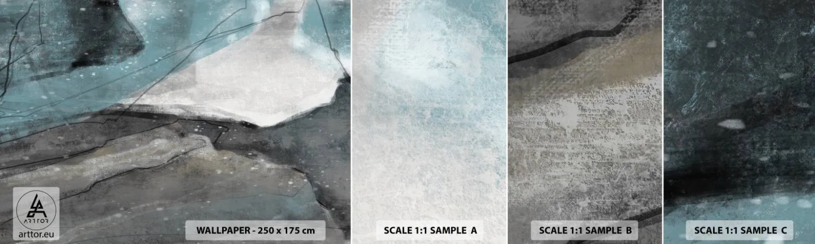 Prøve Fototapet Selvklæbende Deluxe Sticker - Abstraktion: klipper og is - Minimalisme, Stykke, Moderne - 100x30 cm