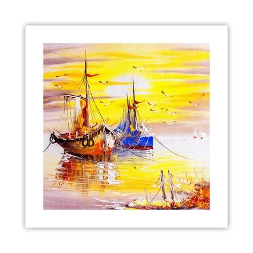 Plakat - Et velfortjent hvil i havnen - 40x40 cm