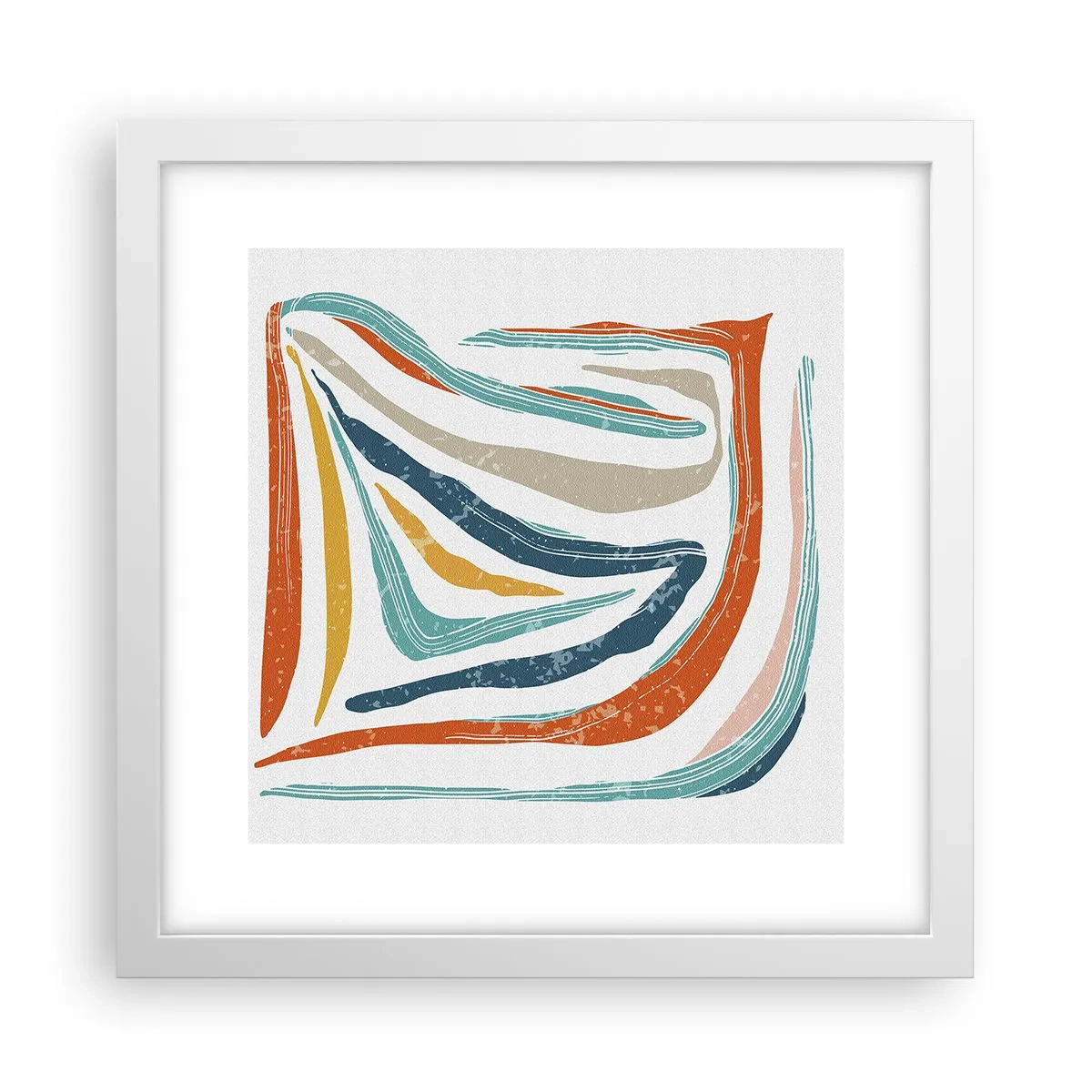 Plakat i hvid ramme - Venligt smilende abstraktion - 30x30 cm