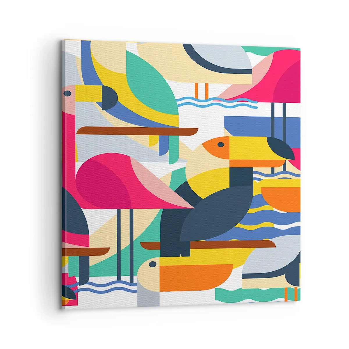 Lærredstryk - Billede på lærred - Fuglefest - 60x60 cm