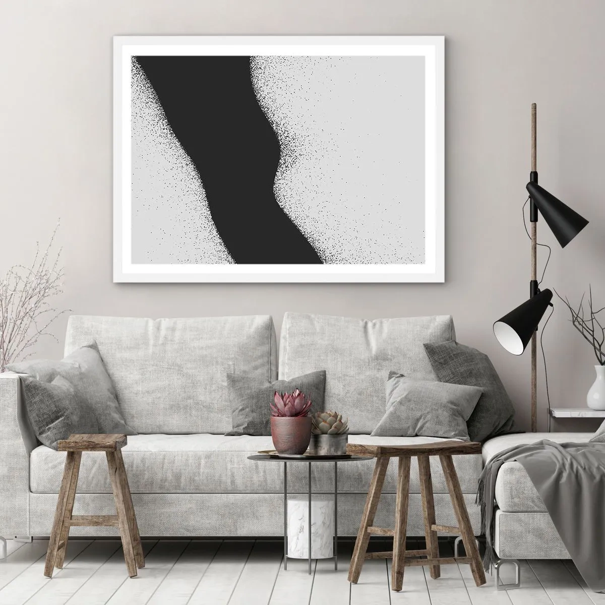 Plakat i hvid ramme - Flydende balance - 100x70 cm