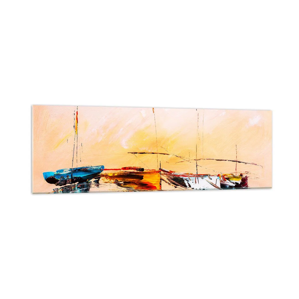 Billede på glas - En aften i havnen - 160x50 cm