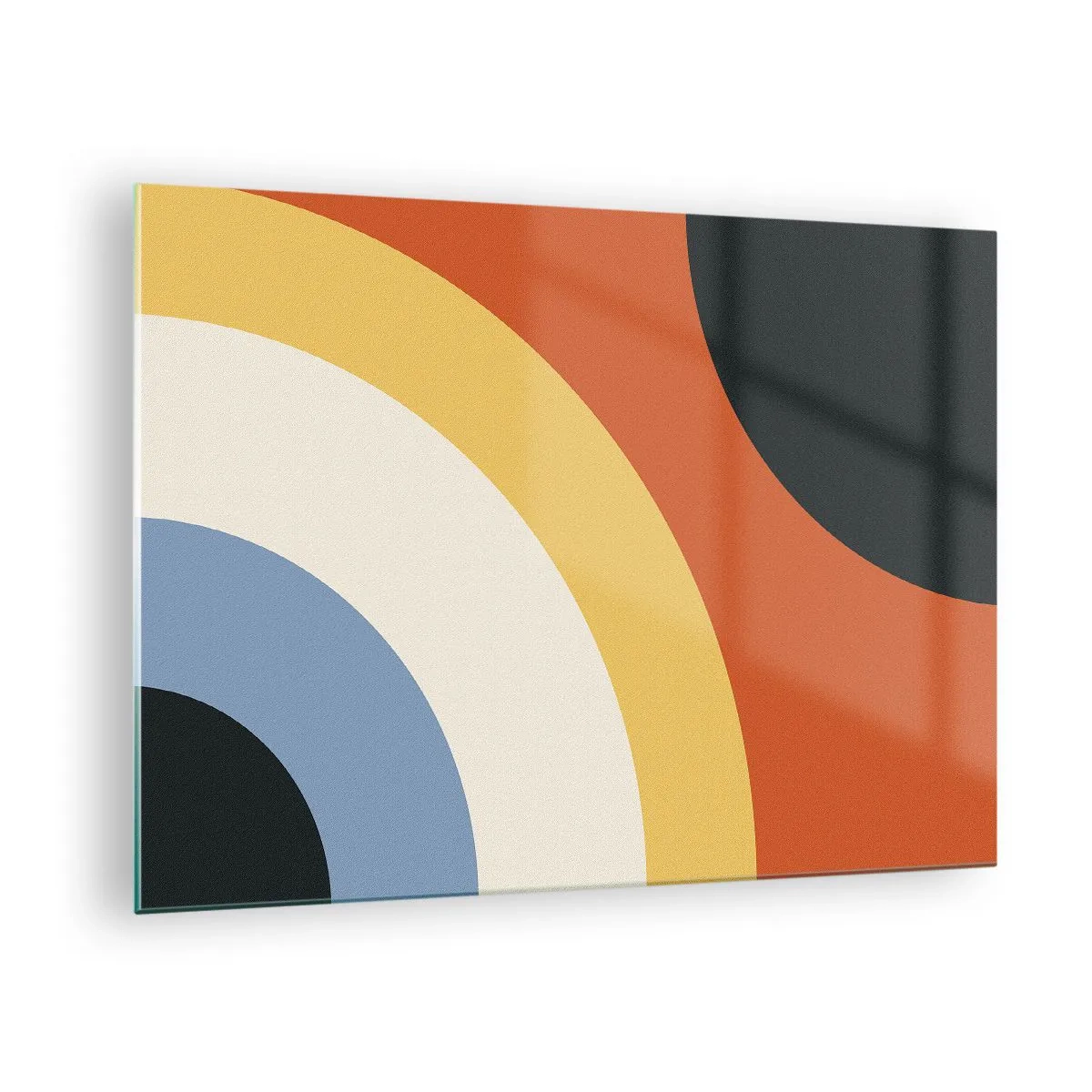 Billede på glas - Abstrakte farverige buer på en glasbaggrund - 70x50cm - Over for hinanden - Moderne vægdekoration til stue og soveværelse ARTTOR