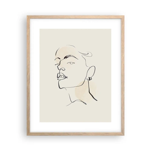 Plakat i ramme af lyst egetræ - Et stolt blik - 40x50 cm