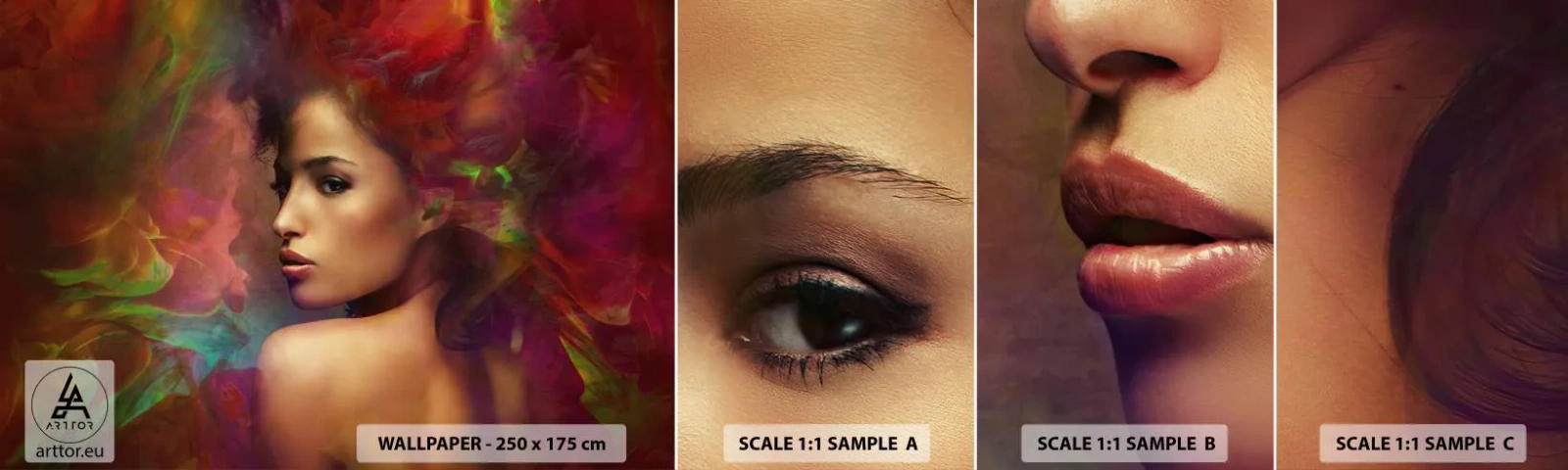 Fototapet Prøve Standard Eco - Smukkere end en regnbue, sart som tåge - Kvinde, Kvindens ansigt, Legeme - 100x30 cm