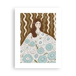Plakat - Portræt i en blomstret kappe - 30x40 cm