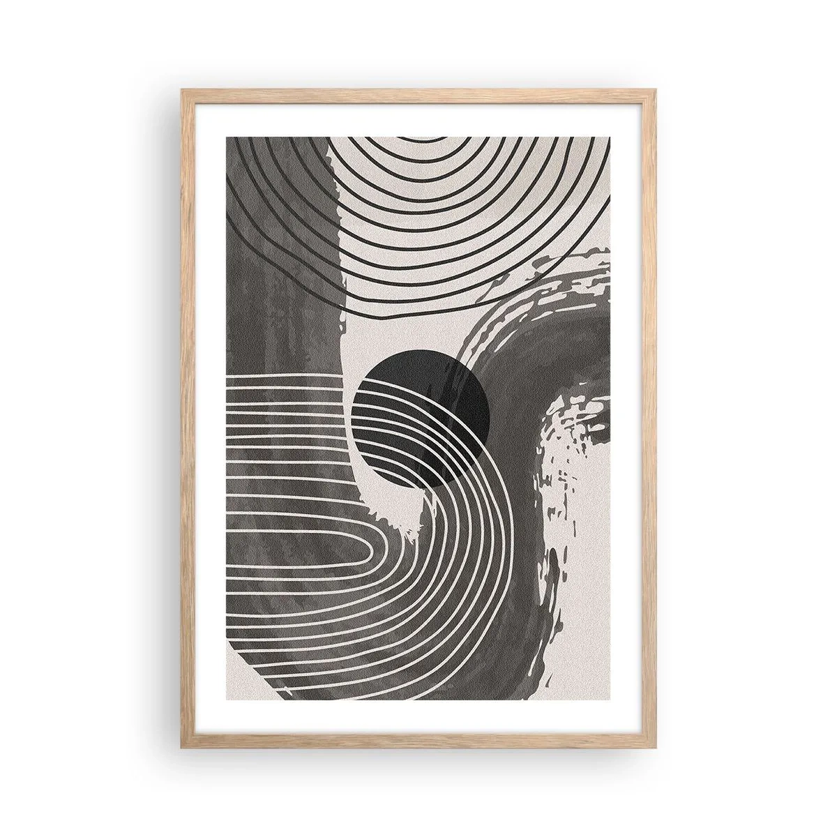 Plakat i ramme af lyst egetræ - Oval vinder - 50x70 cm