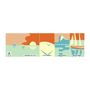 Prøve Fototapet Selvklæbende Deluxe Sticker - Det perfekte havlandskab - Abstraktion, Sejlskib, Lanterne - 100x30 cm