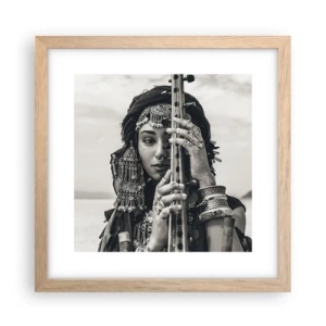 Plakat i ramme af lyst egetræ - Selve den orientalske musik - 30x30 cm