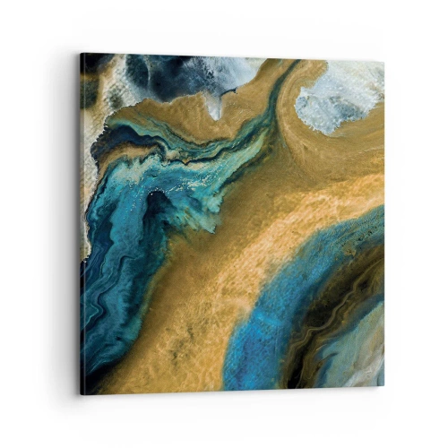 Lærredstryk - Billede på lærred - Blå - gul - gensidig indflydelse - 70x70 cm