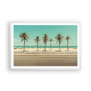 Plakat i hvid ramme - På stranden - 91x61 cm