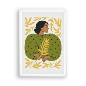 Plakat i hvid ramme - Hawaiiansk pige - 70x100 cm