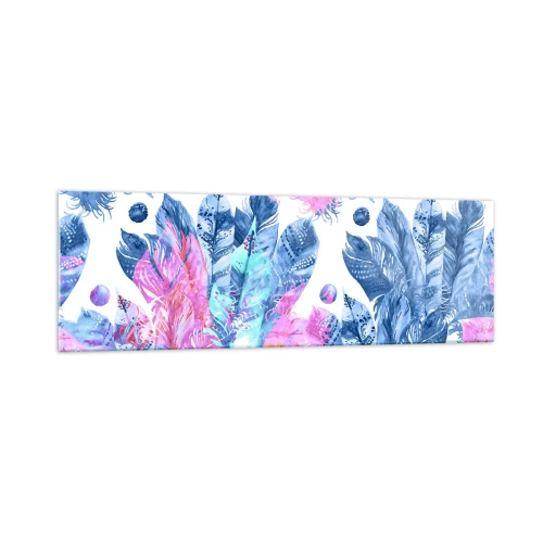 Billede på glas - Plys i lyserød og blå - 160x50 cm