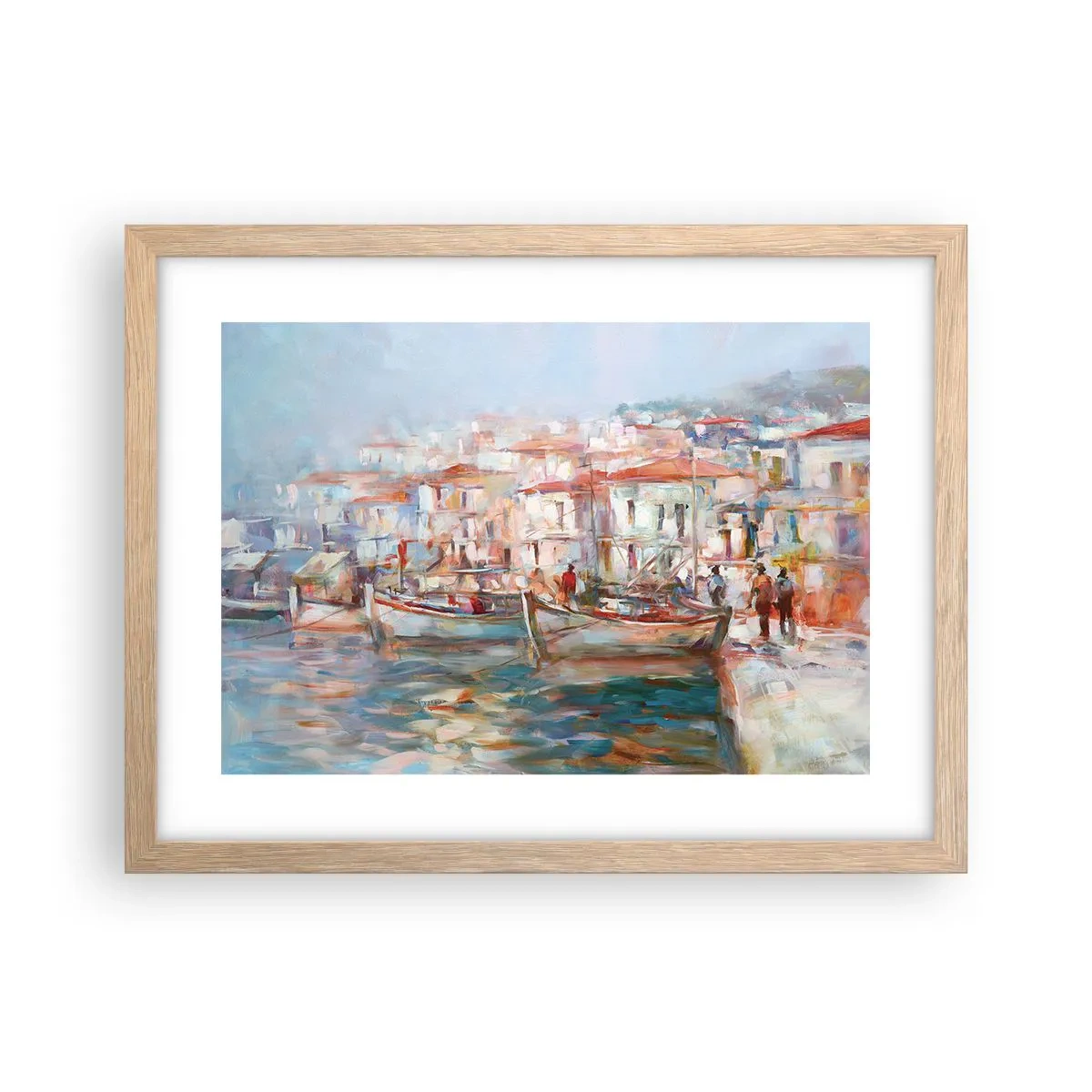 Plakat i ramme af lyst egetræ - Pastelfarvede helligdage - 40x30 cm