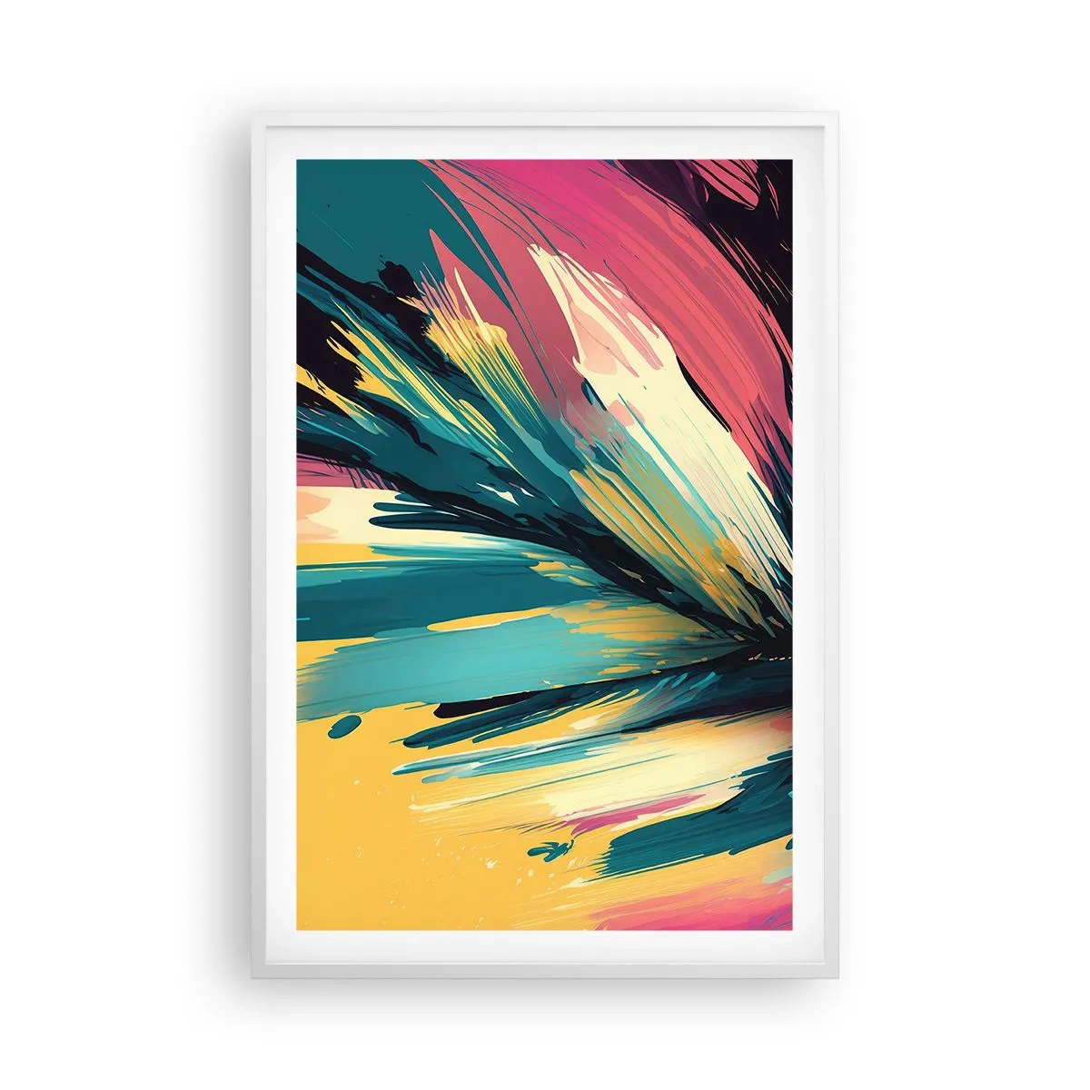 Plakat i hvid ramme - Komposition - en eksplosion af glæde - 61x91 cm