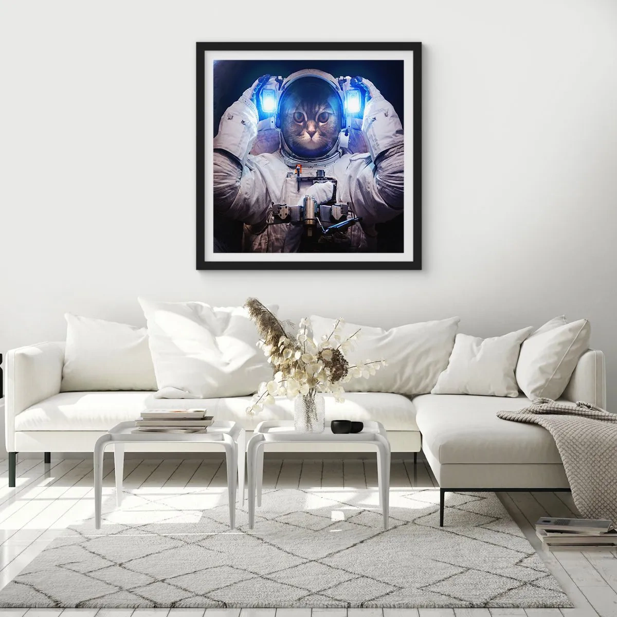 Plakat i sort ramme - Houston, I har et problem - 60x60 cm