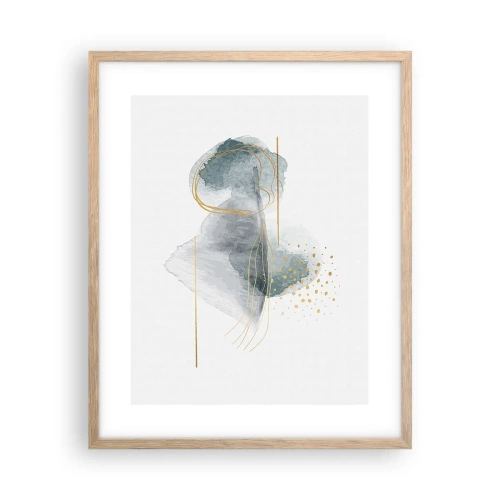 Plakat i ramme af lyst egetræ - Om forholdet mellem grå og guld - 40x50 cm