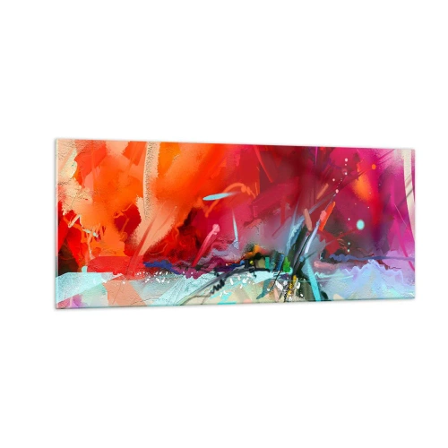 Billede på glas - En eksplosion af lys og farver - 100x40 cm