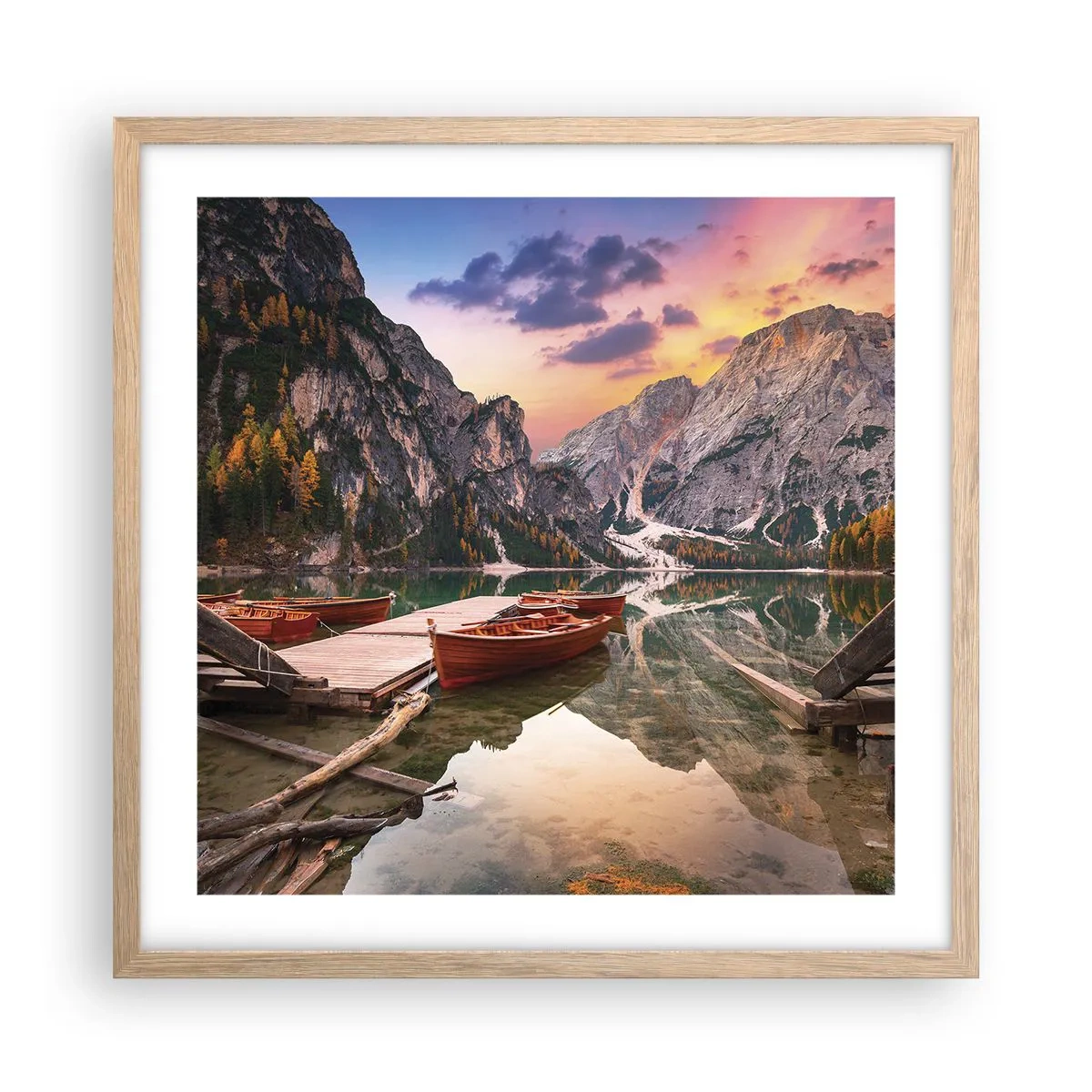 Plakat i ramme af lyst egetræ - Dagens løfte - 50x50 cm