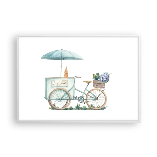 Plakat i hvid ramme - Sødt minde om sommeren - 100x70 cm