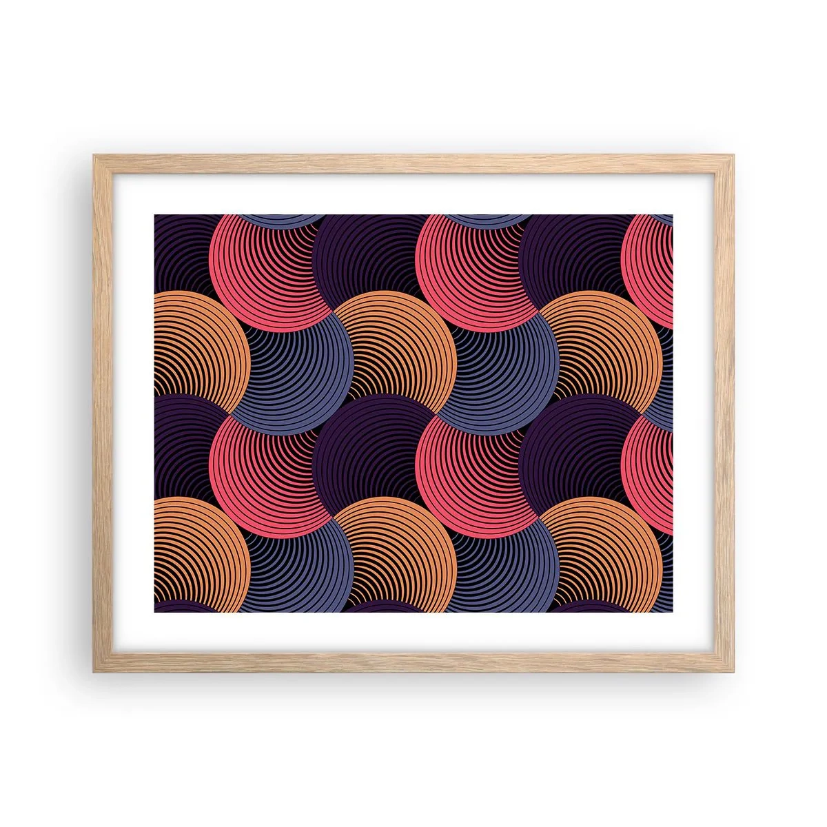 Plakat i ramme af lyst egetræ - I en cirkulær rytme - 50x40 cm