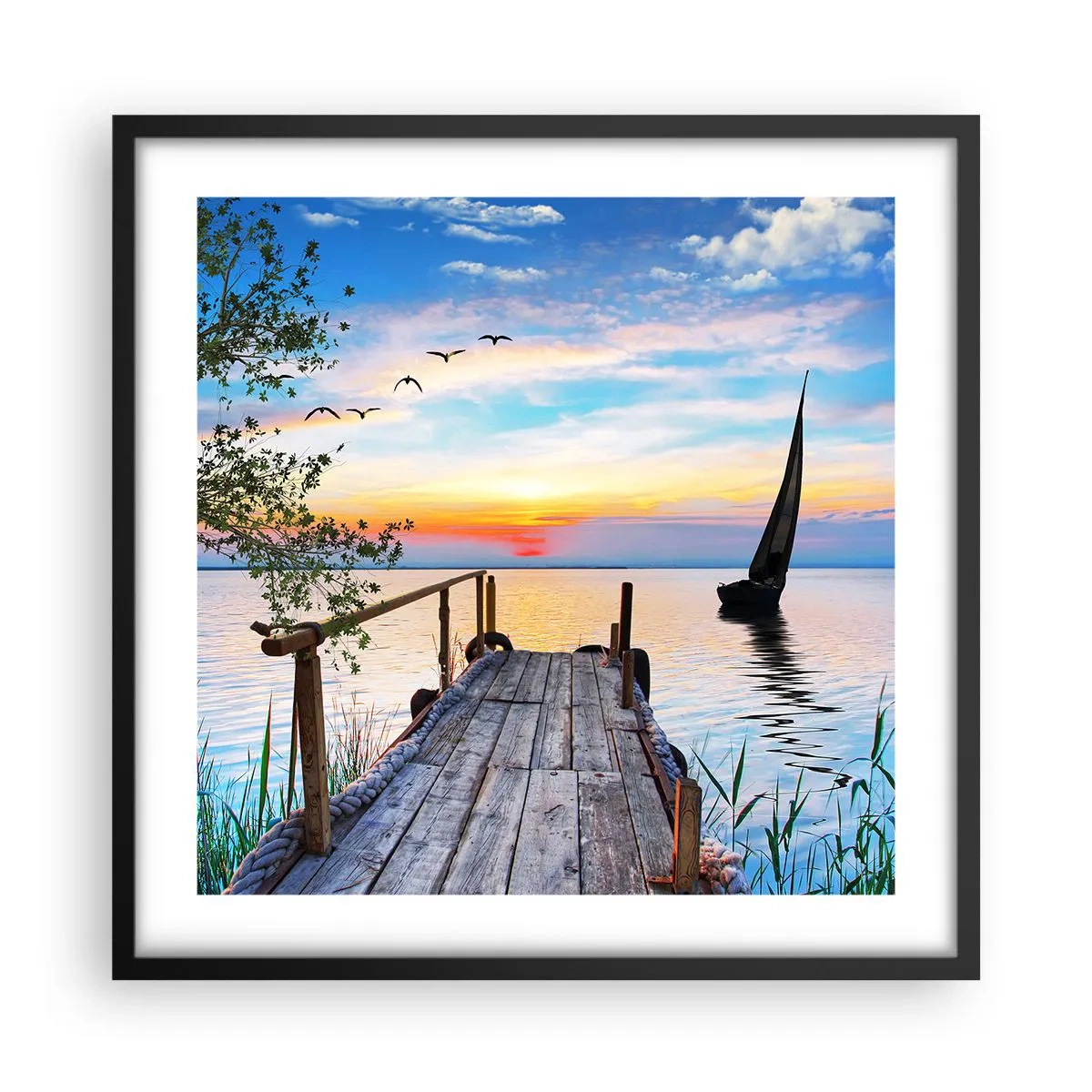 Plakat i sort ramme - Godaften - 50x50 cm