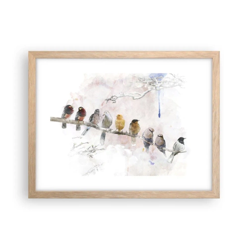 Plakat i ramme af lyst egetræ - Møde med vinger - 40x30 cm