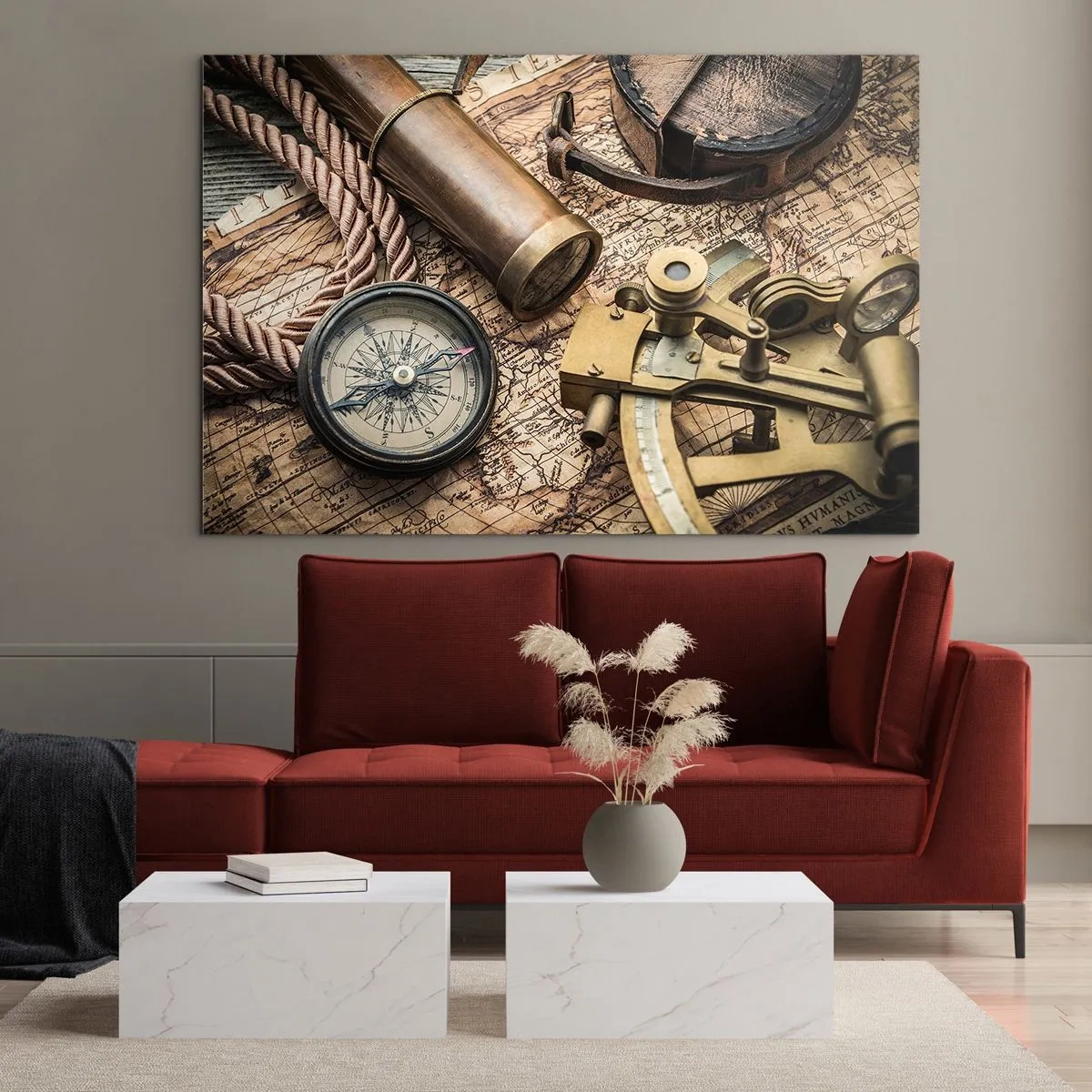 Billede på glas - Fastlægge kursen - 100x70 cm