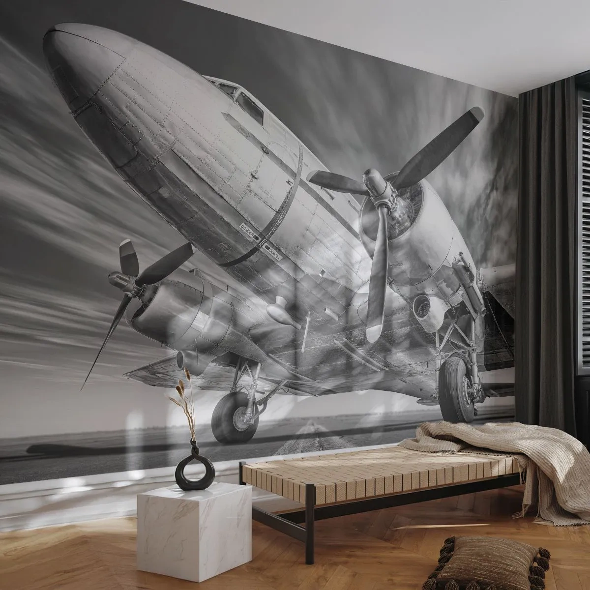Fototapet Premium Sand - Altid klar til at flyve - Fly, Retro, Fly - 100x70 cm