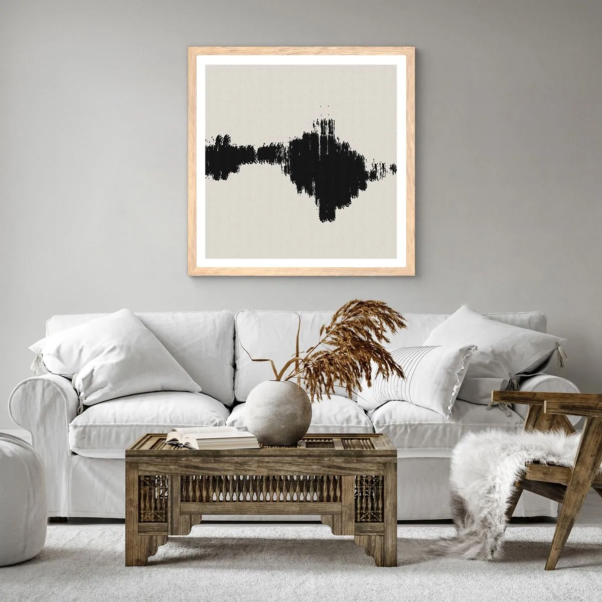 Plakat i ramme af lyst egetræ - Fantasiens vibrationer - 60x60 cm