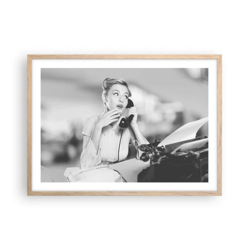 Plakat i ramme af lyst egetræ - Hej, vi er i 1950'erne. - 70x50 cm