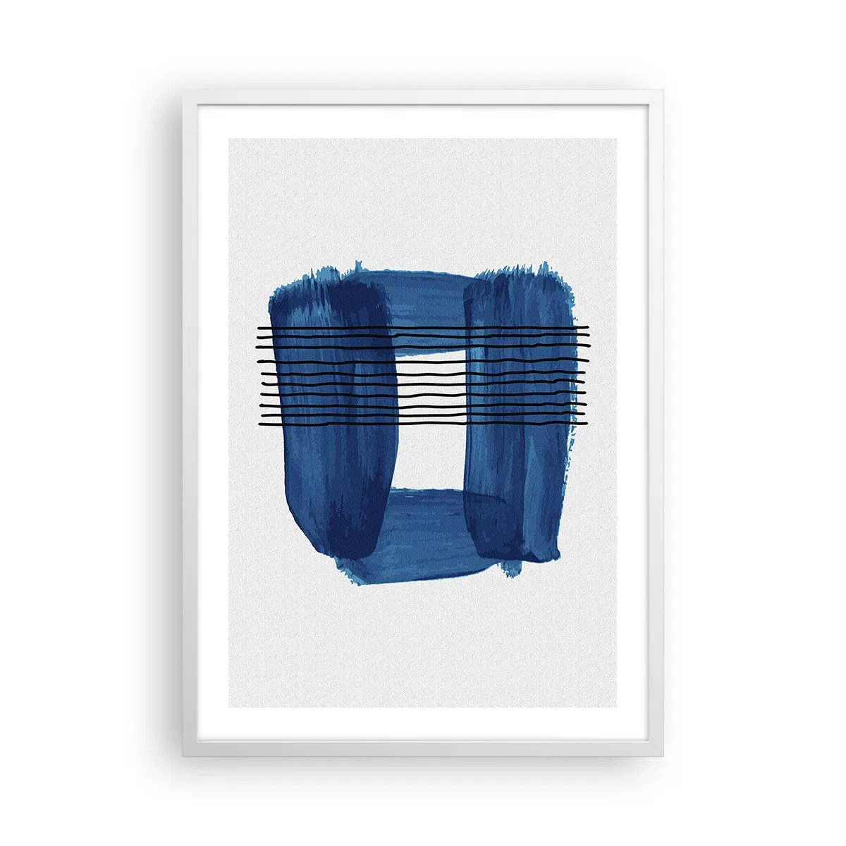 Plakat i hvid ramme - Blå-sort sammensætning - 50x70 cm