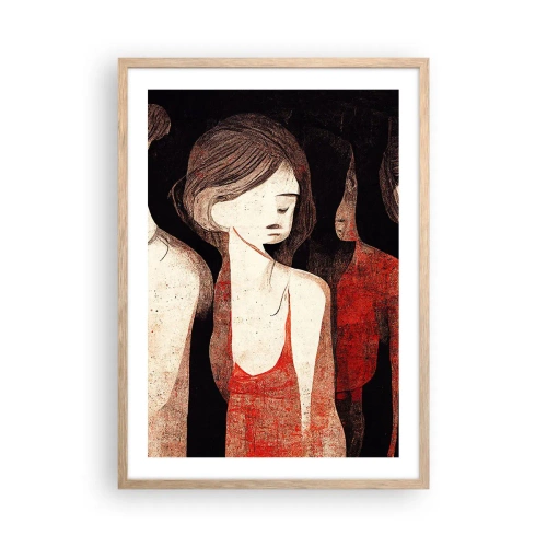 Plakat i ramme af lyst egetræ - Mørkets madonnaer - 50x70 cm