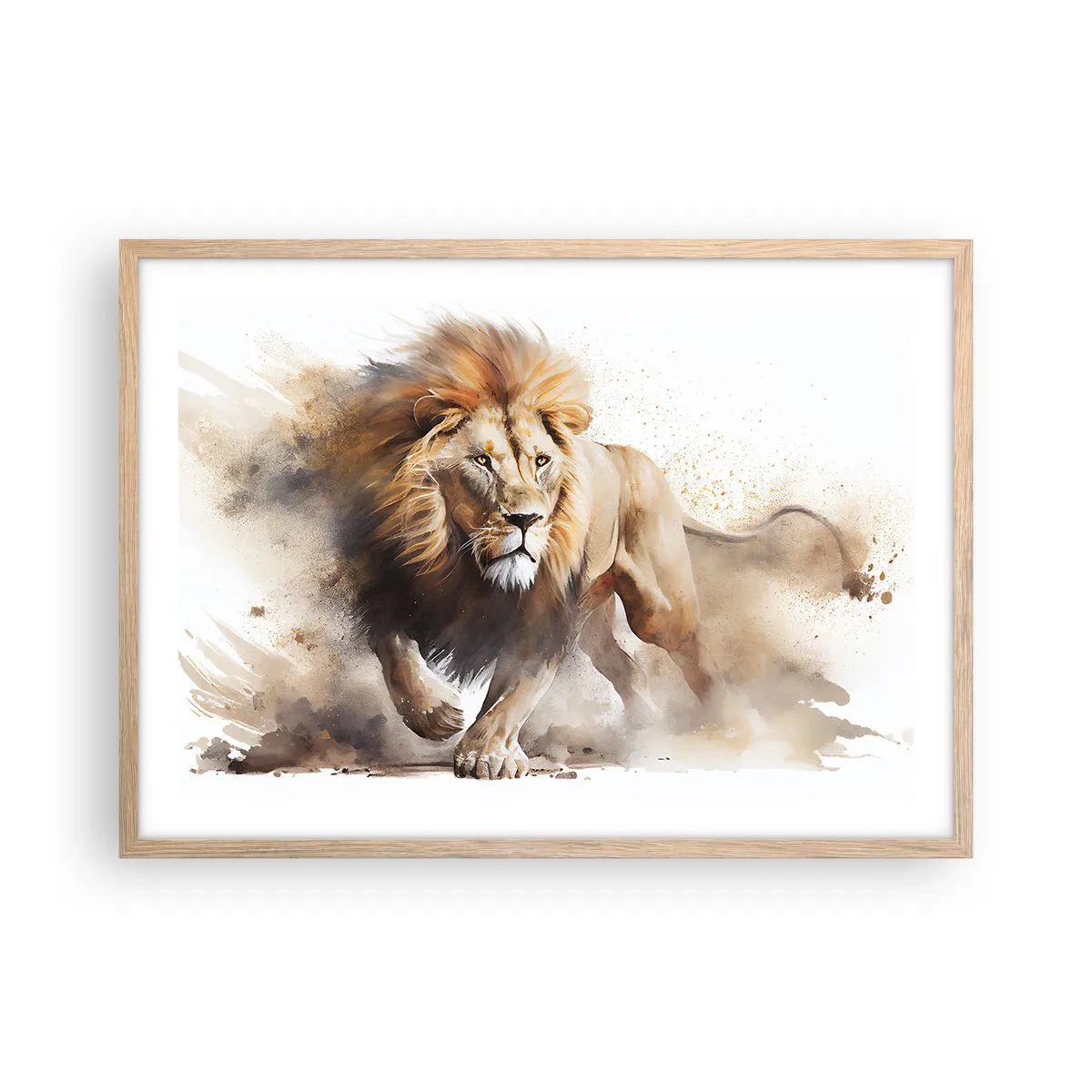 Plakat i ramme af lyst egetræ - Kongen er taget af sted - 70x50 cm