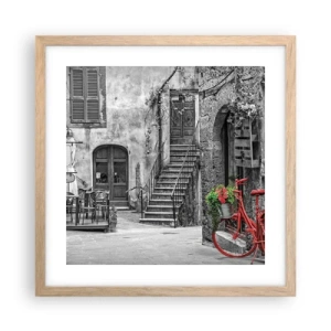 Plakat i ramme af lyst egetræ - Toscansk vej - 40x40 cm