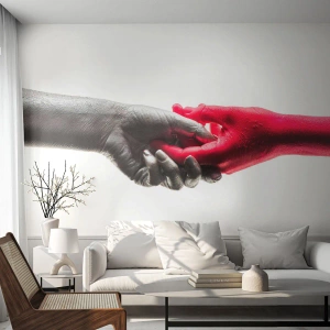 Fototapet Premium Sand - Sammen, om end forskellige - Menneskehænder, Hånd, Abstraktion - 400x280 cm